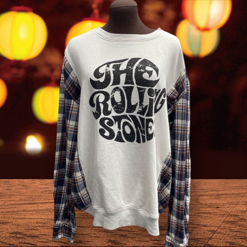 Reworked Rolling Stones XL Sweatshirt with Extra Long Sleeves